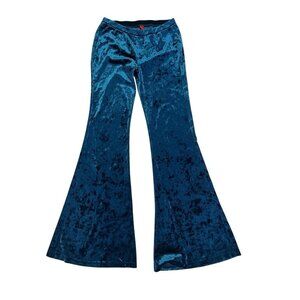 Hot Kiss Velvet Flare Pants Medium Blue Festival Fairy Whimsical Hippie Retro
